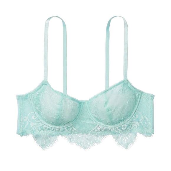 Victoria’s Secret Dream Angels Lace Bra Without Padding Blue 32D - Picture 1 of 11